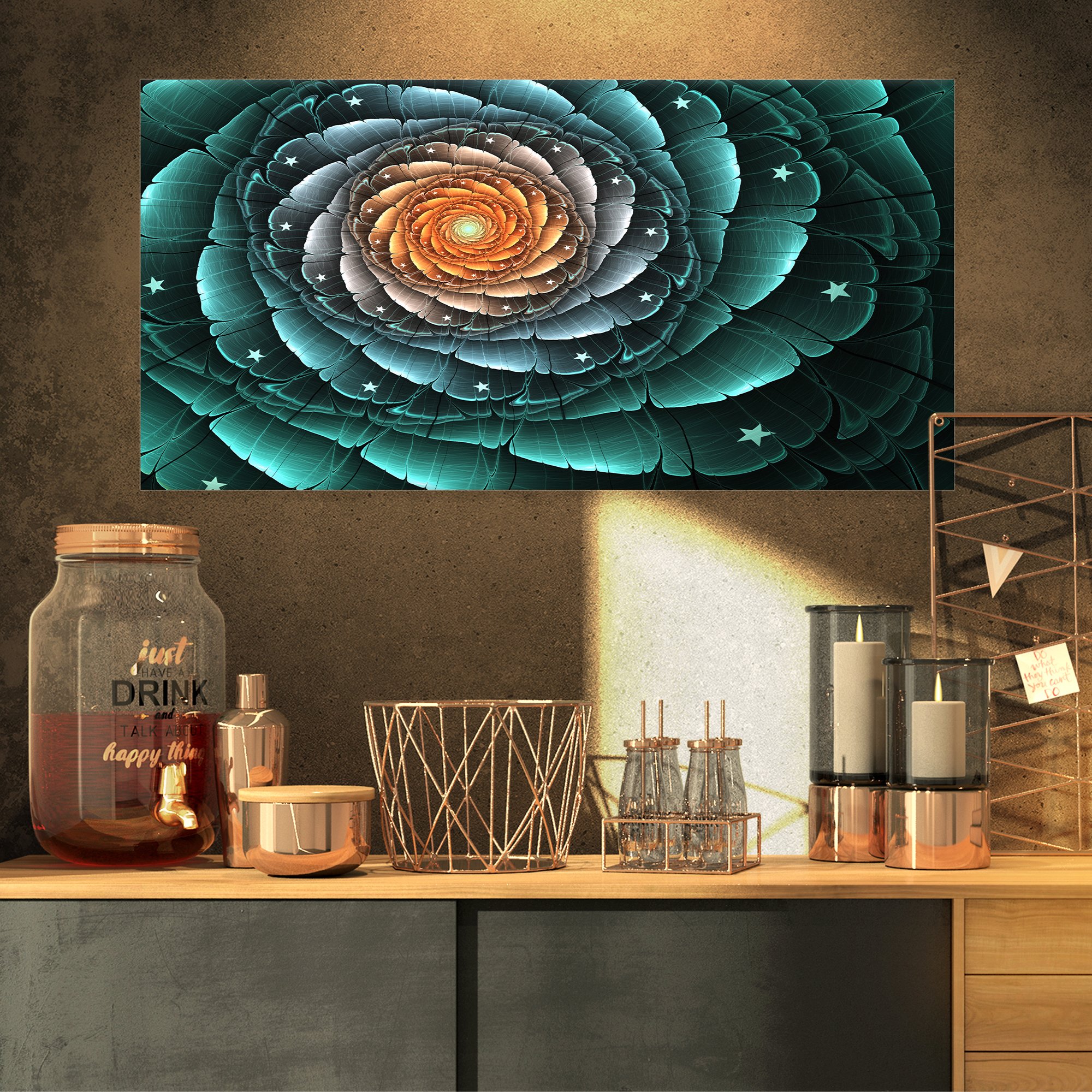 Amazon.com: Designart PT11817-32-16 Fractal Flower Turquoise
